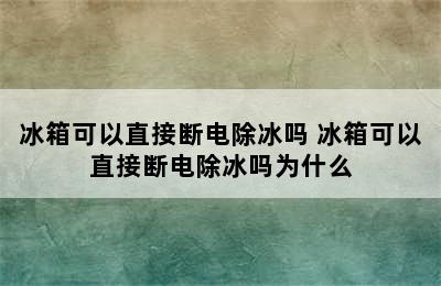 冰箱可以直接断电除冰吗 冰箱可以直接断电除冰吗为什么